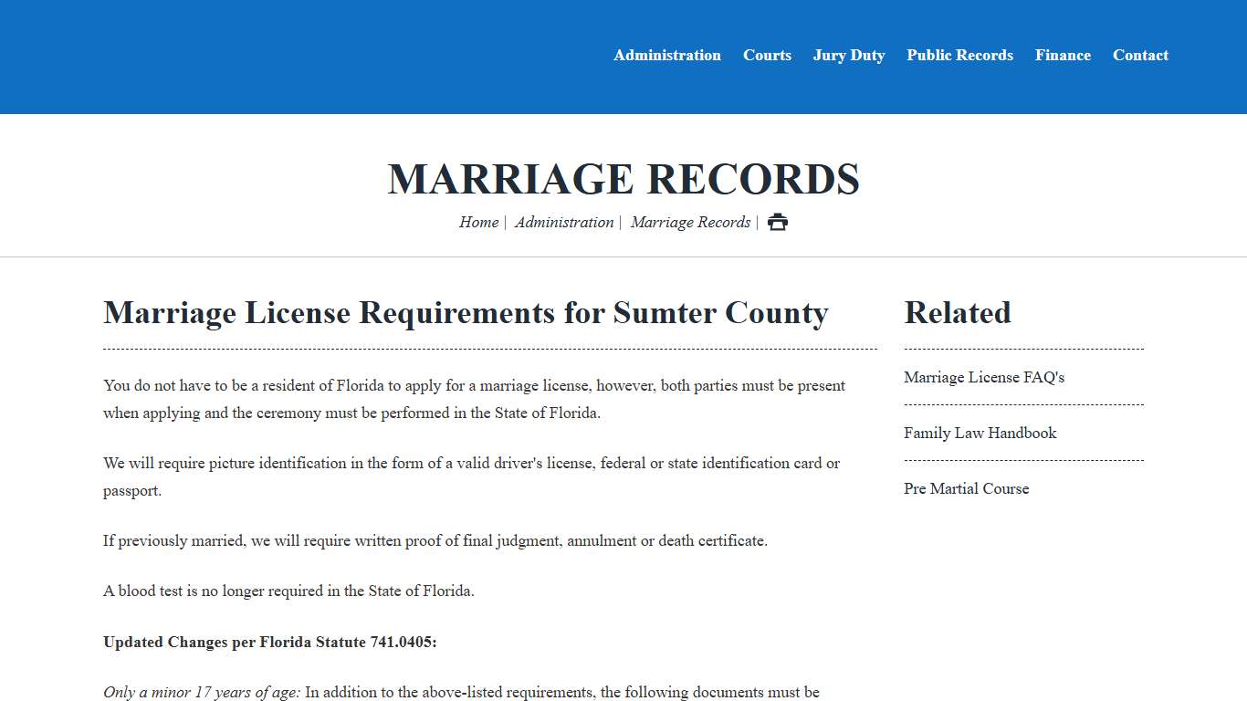 Marriage Records | Sumter County Clerk of Courts