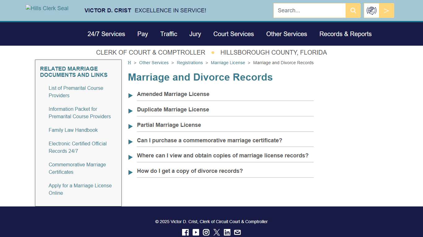 Marriage and Divorce Records - Hillsclerk